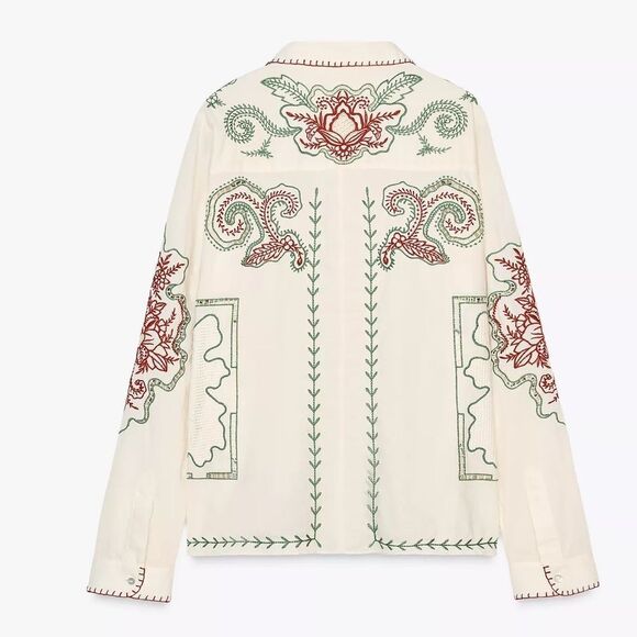 ZARA ZW COLLECTION EMBROIDERED SHIRT - Picture 7 of 9